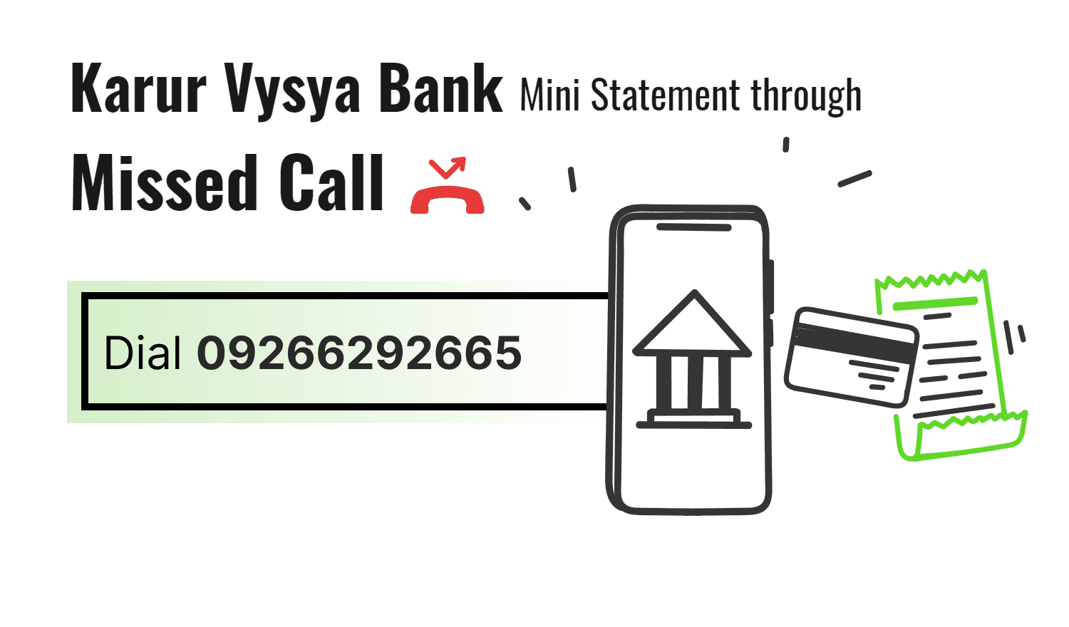 KVB Mini Statement Through Missed Call